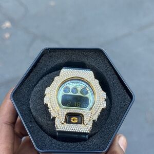 Casio Digital Watch with Gold Bezel and Black Strap